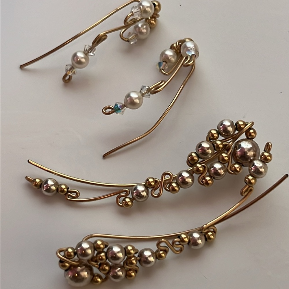 Vintage Gold Ear Climbers View 2